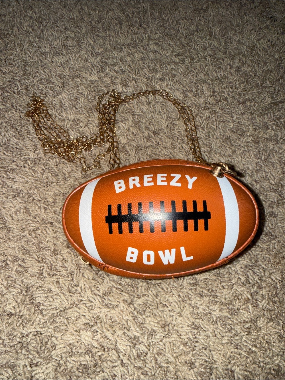 Breezy Bowl Football-Shaped Mini Crossbody Bag in Orange